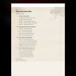 A book's table of contents page shown against a black background, with the heading 'WHAT THIS BOOK HOLDS' above it.
