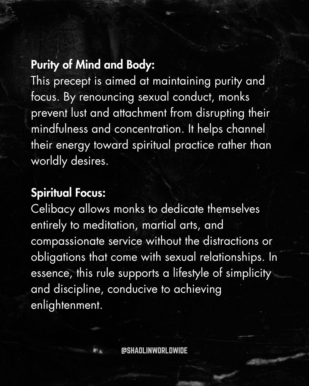 Shaolin Wisdom:  The Five Precepts (五戒)