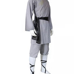 Authentic Gray Cotton Shaolin Kung Fu Monk Uniform with Black Sash